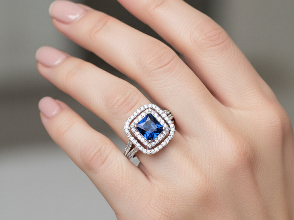 A 9ct White Gold Cz Ring.