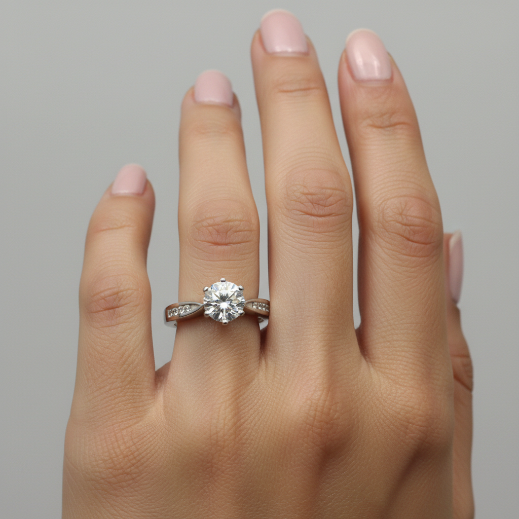 9ct White Gold Cz Ring.