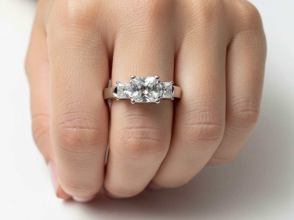 9ct White Gold Cz Ring.