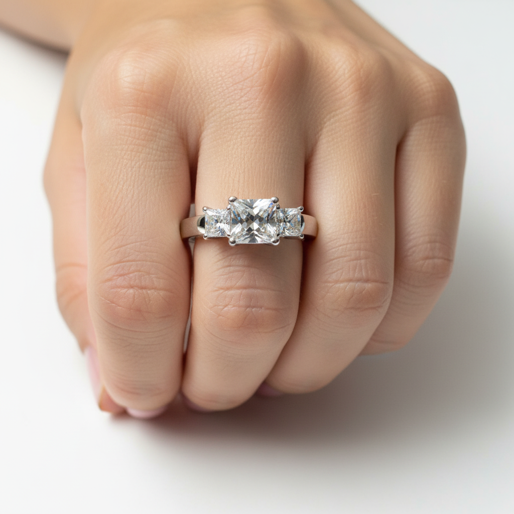 9ct White Gold Cz Ring.