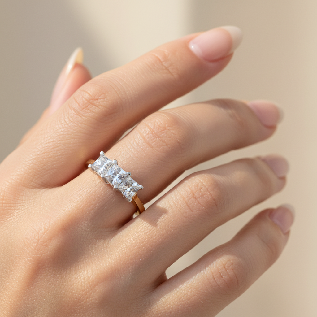 9ct Yellow Gold Cz Ring.