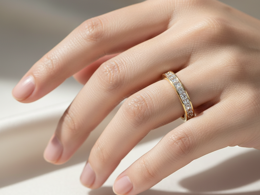 9ct Yellow Gold Princess Cz Ring.