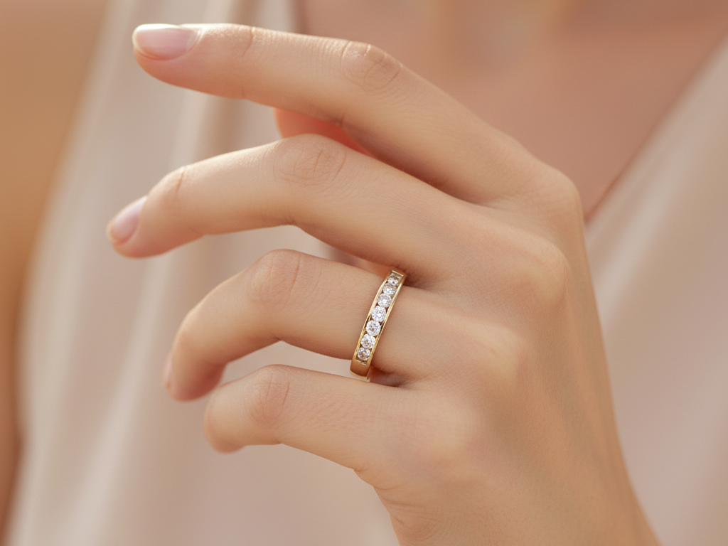 9ct Yellow Gold Round Cz Ring.