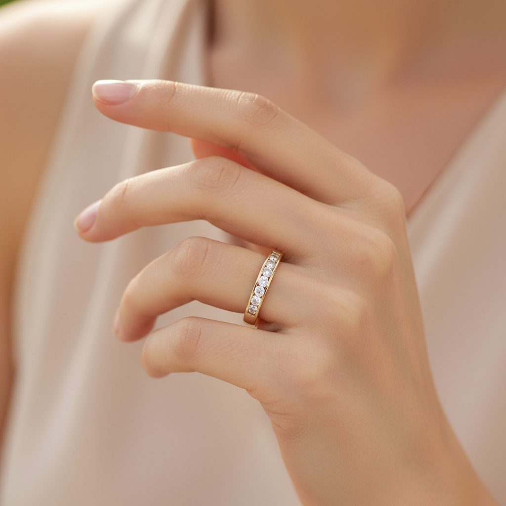 9ct Yellow Gold Round Cz Ring.