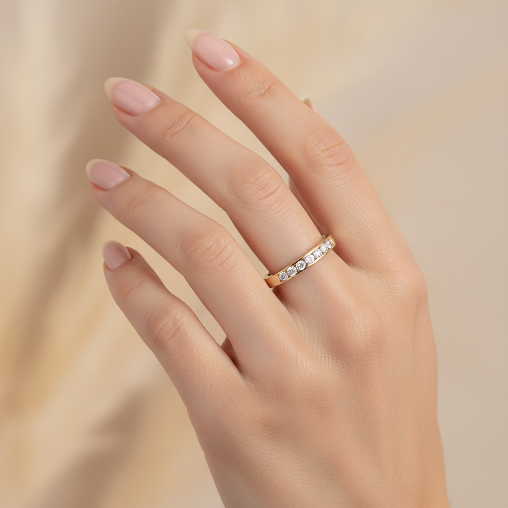 9ct Yellow Gold Round Cz Ring.