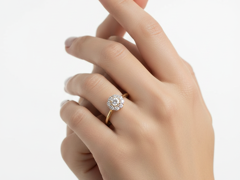 9ct Yellow Gold Cz Ring.