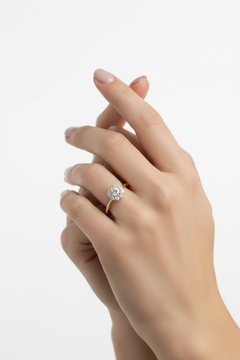 9ct Yellow Gold Cz Ring.