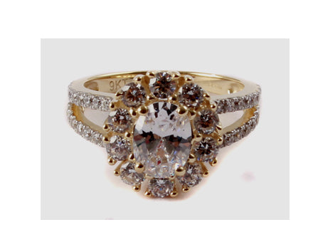 9ct Yellow Gold Cz Ring.