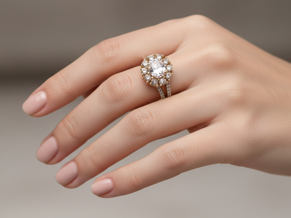 9ct Yellow Gold Cz Ring.