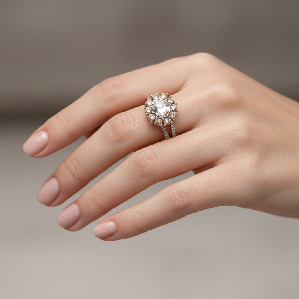 9ct Yellow Gold Cz Ring.