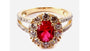 9ct Yellow Gold Ruby Cz Ring.