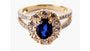 9ct Yellow Gold Sapphire Cz Ring.