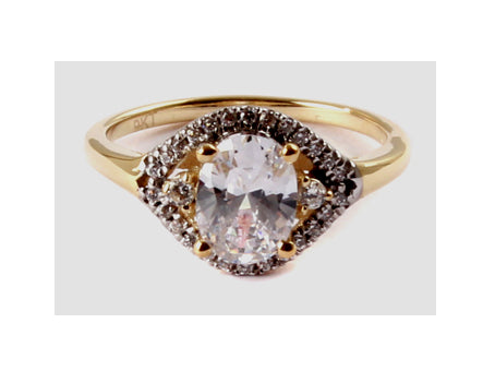 9ct Yellow Gold Cz Ring.