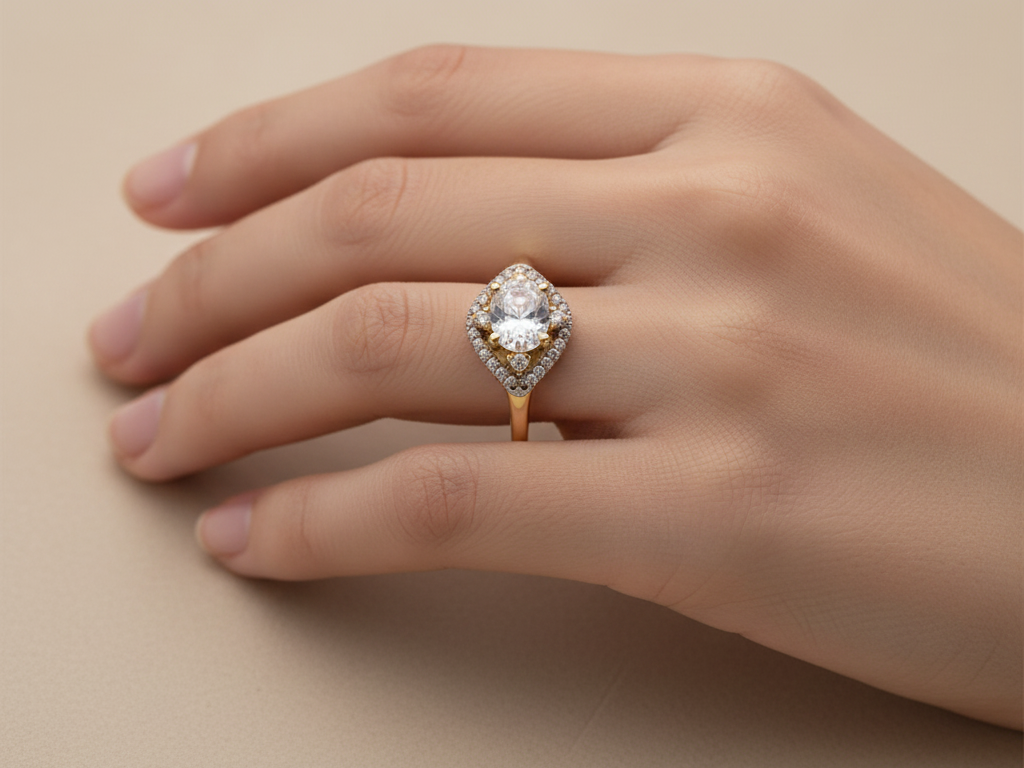 9ct Yellow Gold Cz Ring.