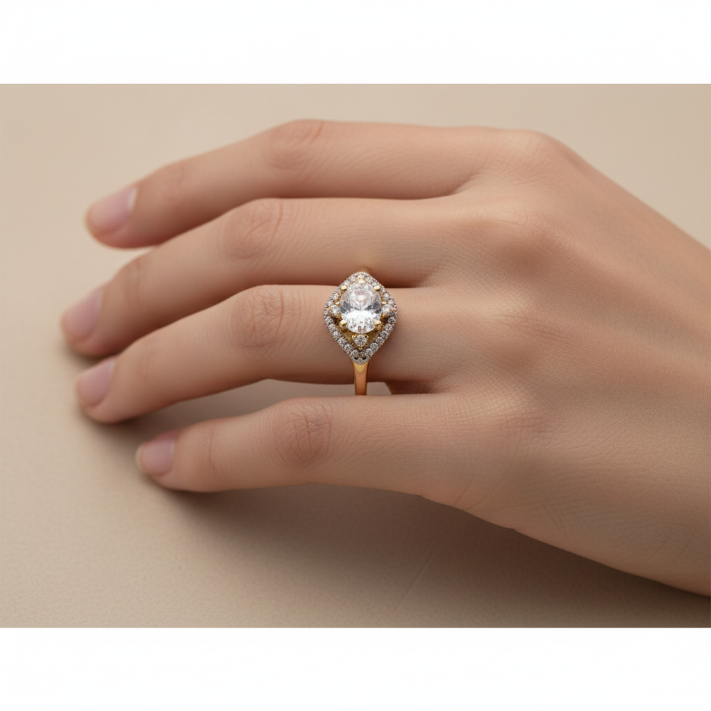 9ct Yellow Gold Cz Ring.