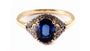 9ct Yellow Gold Sapphire Cz Ring.