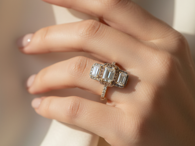 A 9ct Yellow Gold Cz Ring.