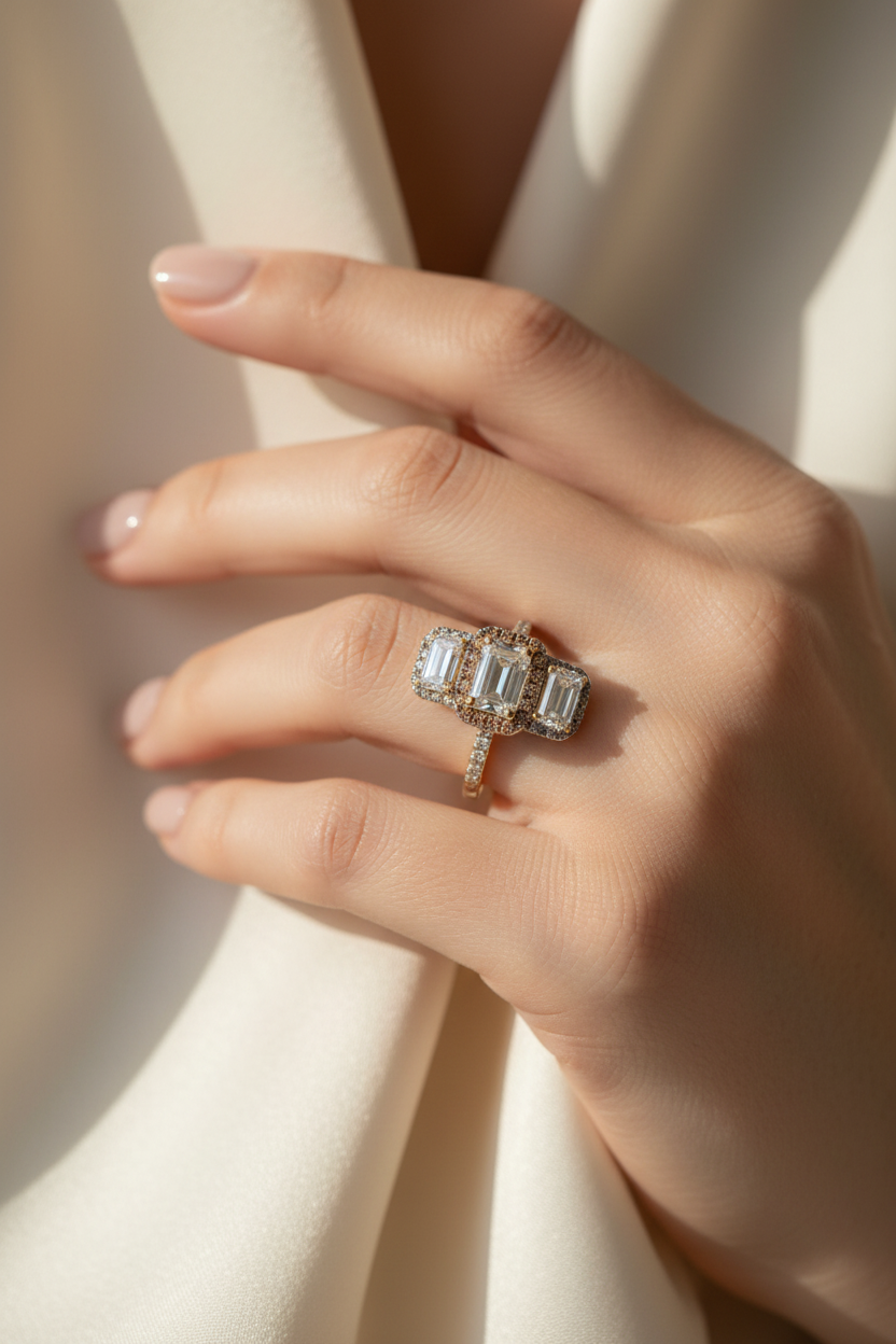 A 9ct Yellow Gold Cz Ring.