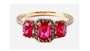 A 9ct Yellow Gold Ruby Cz Ring.