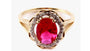 A 9ct Yellow Gold Ruby Cz Ring.