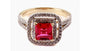A 9ct Yellow Gold Ruby Cz Ring.