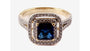 A 9ct Yellow Gold Sapphire Cz Ring.