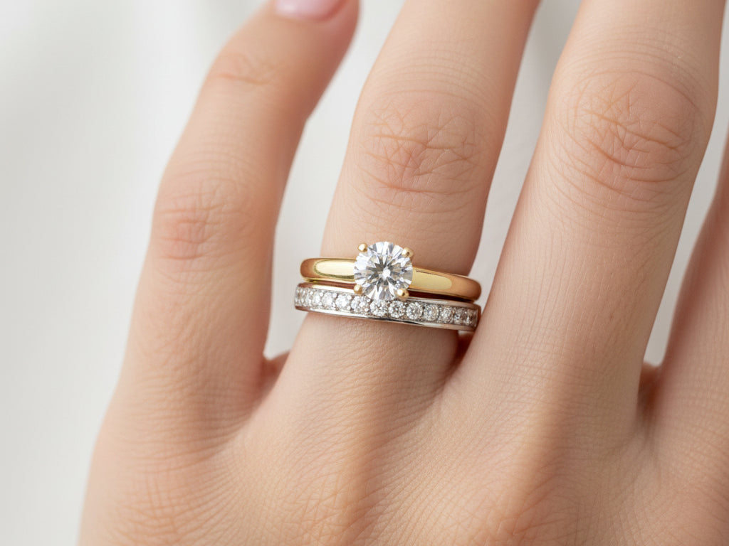 9ct Yellow Gold Cz Ring Set.