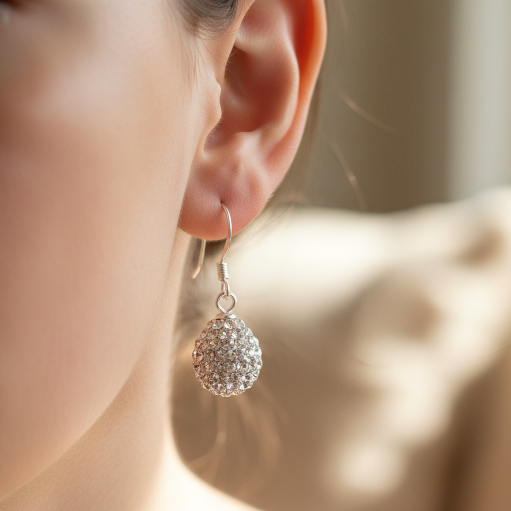 Shamballa Silver Earring