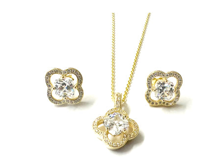 Silver With Yellow Gold Plated Cz Set