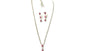 Ruby Cubic Zirconia Silver Necklace And Earring Set