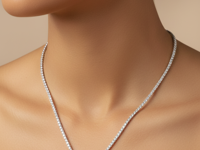 Sapphire Cubic Zirconia Silver Necklace And Earring Set