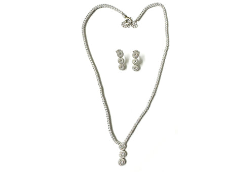 White Cubic Zirconia Silver Necklace.