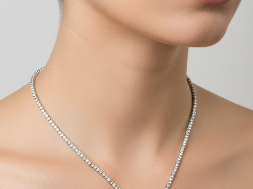 White Cz Silver Necklace And Earring Set