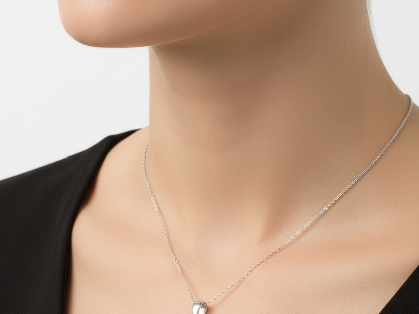 Silver Black Cubic Zirconia Pendant And Earring Set