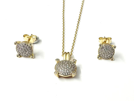 Yellow Plated Silver Cubic Zirconia Necklace (Pendant & Chain)