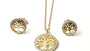 A Yellow Gold Plated Silver White CZ Stone Tree Of Life Necklace And Earring Set