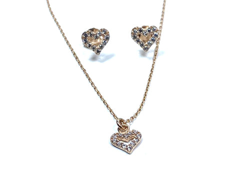 A Kids Heart Rose Gold Necklace And Earring Set Boxed.