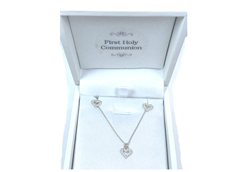 A Kids Heart Rose Gold Necklace And Earring Set Boxed.