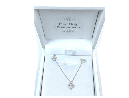 A Kids Heart Rose Gold Necklace And Earring Set Boxed.