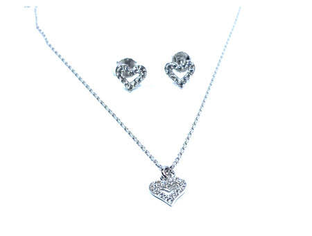 A Kids Heart Silver Necklace And Earring Set Boxed.