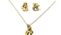 A Kids Angel Yellow Gold Plated Silver Necklace And Earring Set.