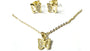 A Kids Butterfly Silver Gold Plated Necklace And Earring Set Boxed.