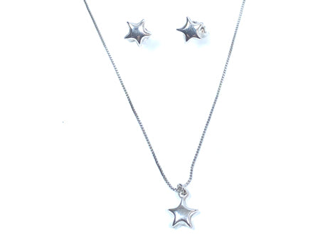 A Kids Silver Star Design Necklace And Earring Set Boxed.
