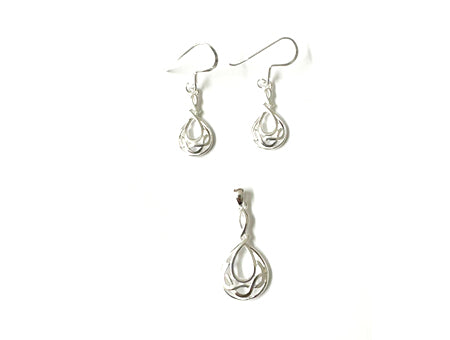 Celtic Silver Pendant and Earring Set