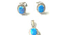 Blue Opal And Cz Pendant And Earring set