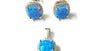 Blue Opal And Cz Pendant And Earring set