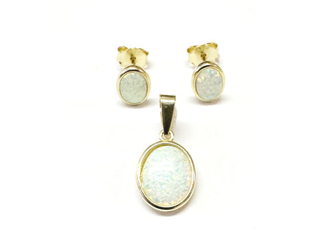 Opal Yellow Plated Silver Pendant & Earring Set