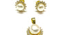 Gold Plated Silver With White Cz stone set Pearl Pendant & Earring Set