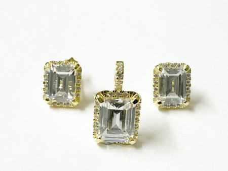 Silver With Yellow Gold Plated Cz Set Chained