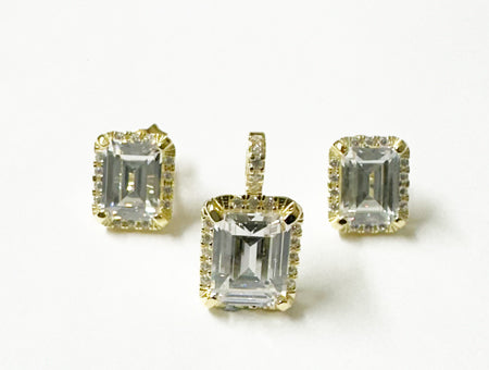 Silver With Yellow Gold Plated Cz Set Chained